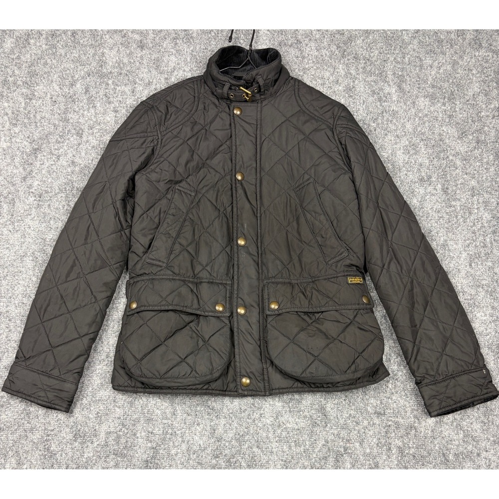 Polo Ralph Lauren Mens Black Quilted Field Jacket Corduroy Collar Small